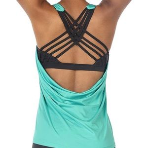 Yoga Activewear Tank Top with Built in Bra - Blue